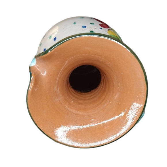 Vintage Hand Painted Pitcher Flowers Pottery Jug Floral Carved Mexico? Italy? - Picture 7 of 8